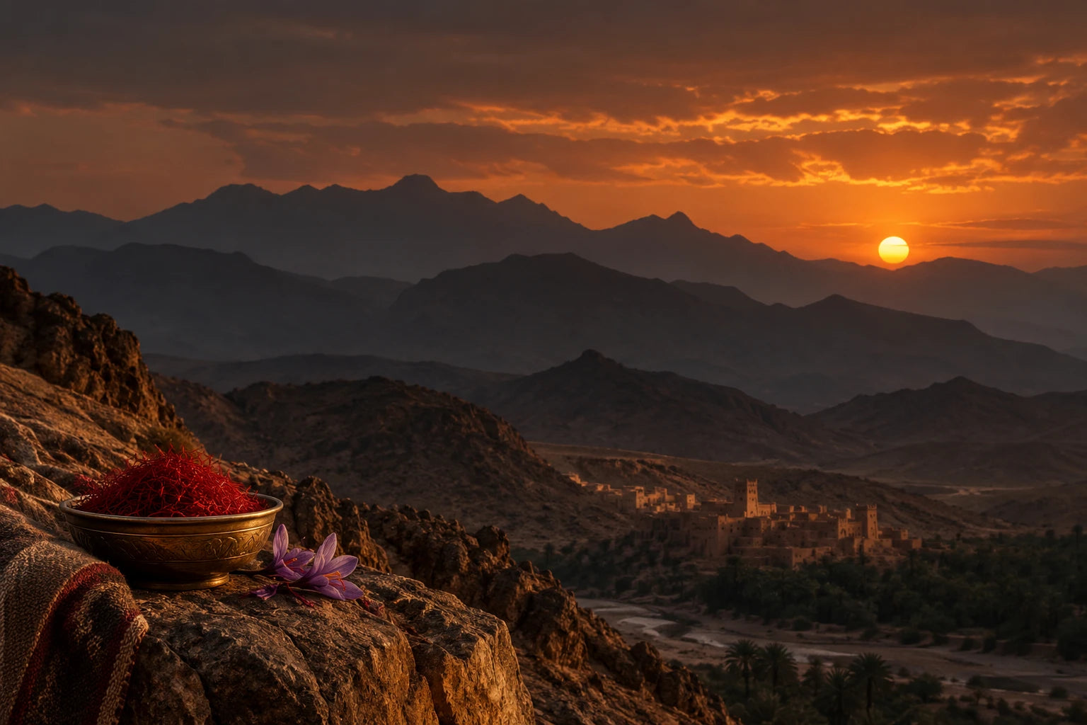 Layers of Morocco’s Anti-Atlas mountains at dusk